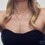 Colar Gravatinha Ely Pérolas Folheado a Ouro 18k - Piuka