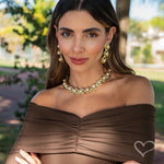 Colar Helena Elos e Pérolas Dourado - Piuka
