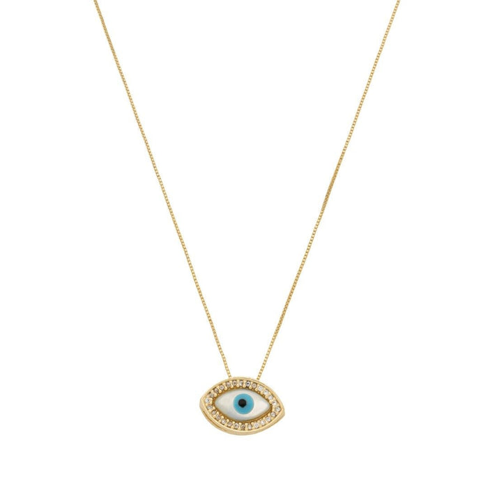Colar Iris Olho Grego Madrepérola e Zircônias Folheado a Ouro 18k