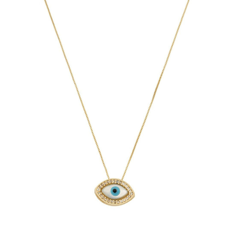 Colar Iris Olho Grego Madrepérola e Zircônias Folheado a Ouro 18k - Piuka