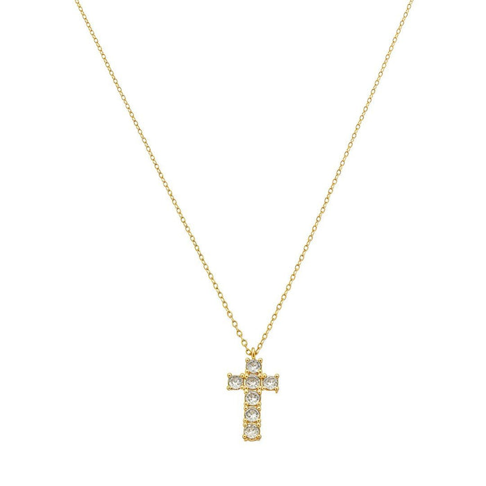 Colar Isis Cruz Zircônias Folheado a Ouro 18k