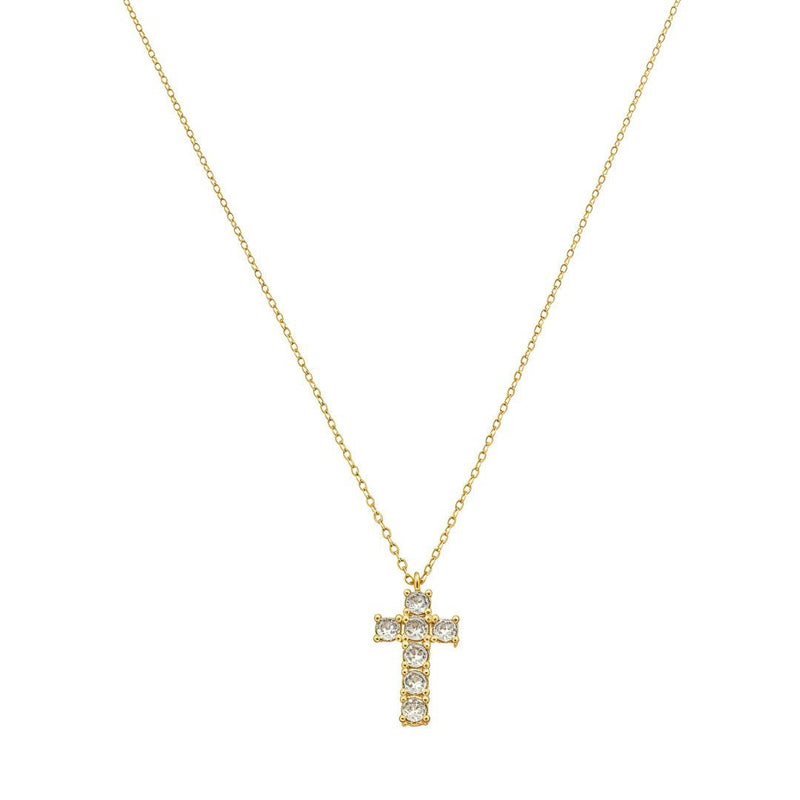 Colar Isis Cruz Zircônias Folheado a Ouro 18k - Piuka