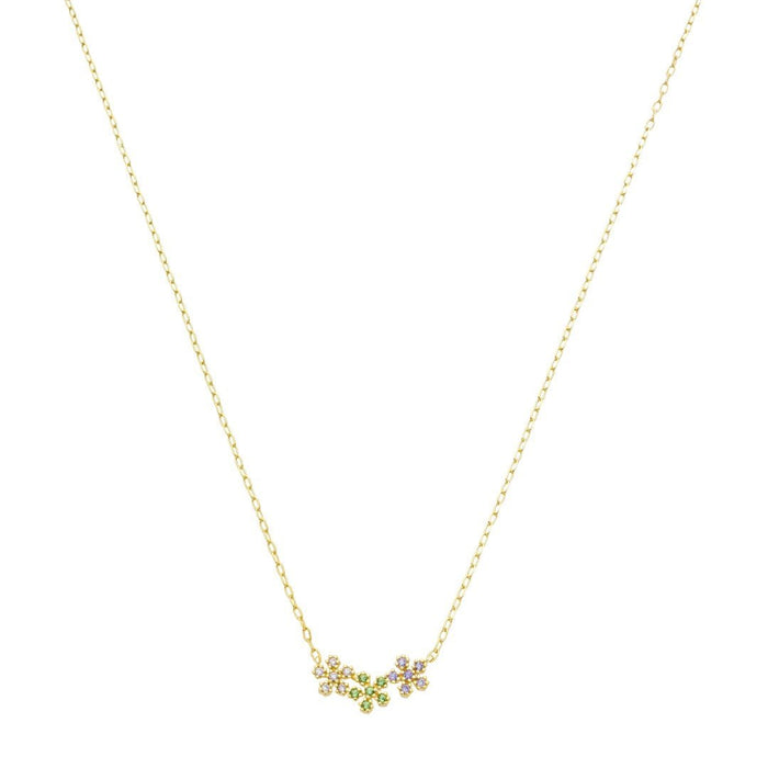 Colar Laís Canga Flores Zircônias Coloridas Folheado a Ouro 18k