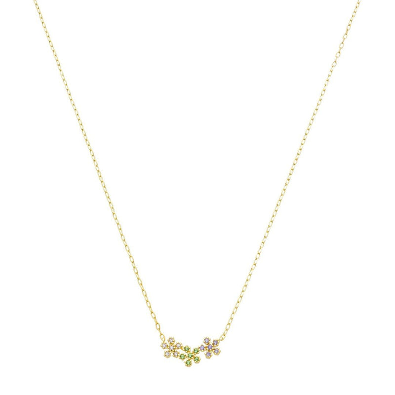 Colar Laís Canga Flores Zircônias Coloridas Folheado a Ouro 18k - Piuka