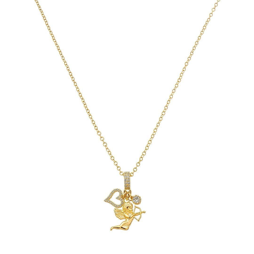 Colar Larissa Penca Cupido Zircônias Folheado a Ouro 18k - Piuka