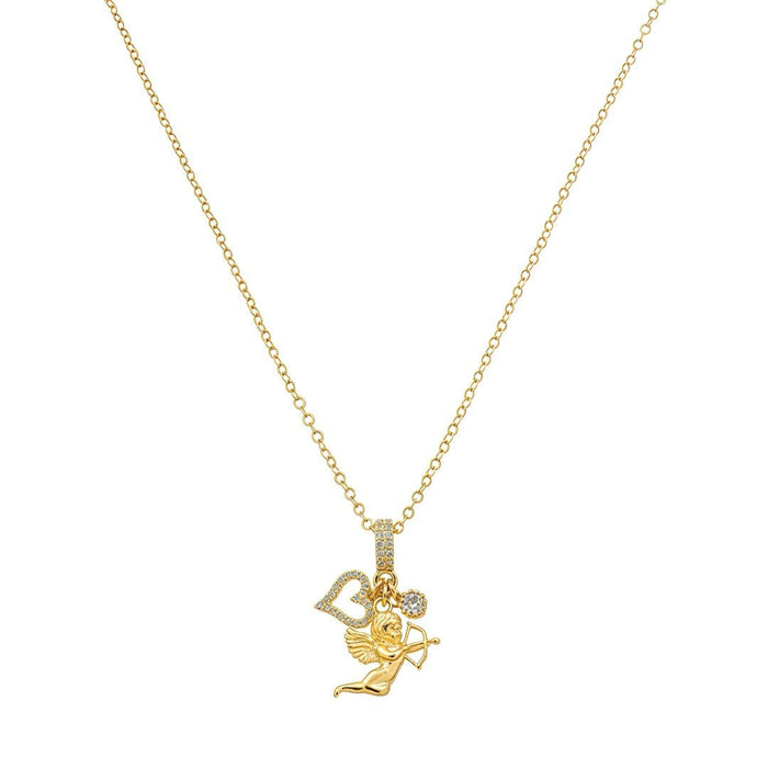 Colar Larissa Penca Cupido Zircônias Folheado a Ouro 18k