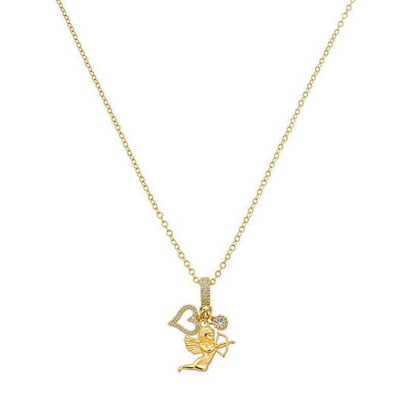 Colar Larissa Penca Cupido Zircônias Folheado a Ouro 18k - Piuka