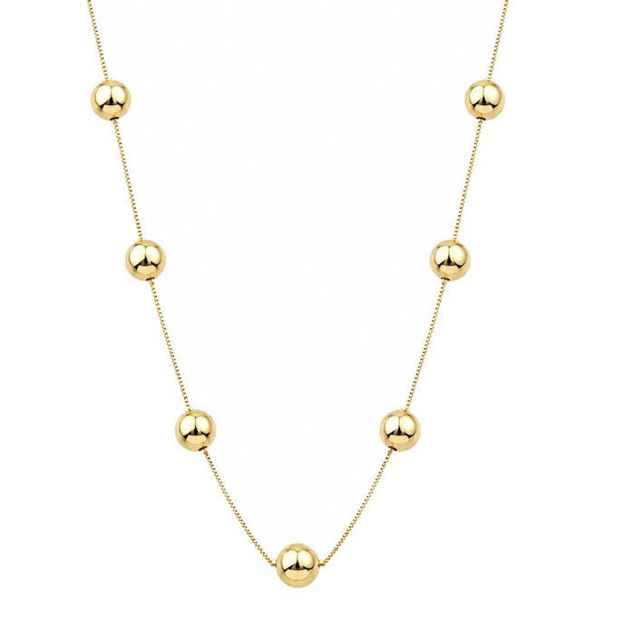 Colar Longo Estela Esferas Folheado a Ouro 18k