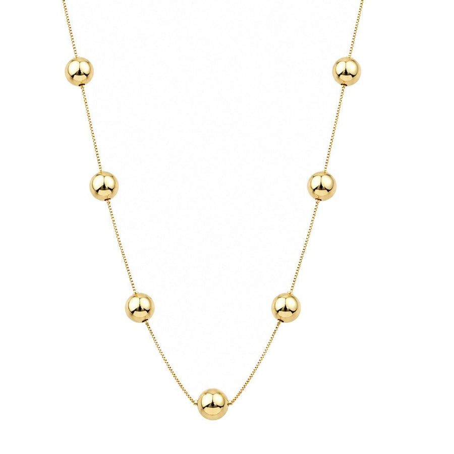 Colar Longo Estela Esferas Folheado a Ouro 18k - Piuka