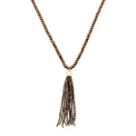 Colar Longo Kelly Cristais Marromtassel Folheado a Ouro 18k - Piuka