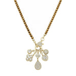 Colar Longo Mel Cristais Marrom Penca Pingentes Folheado a Ouro 18k - Piuka