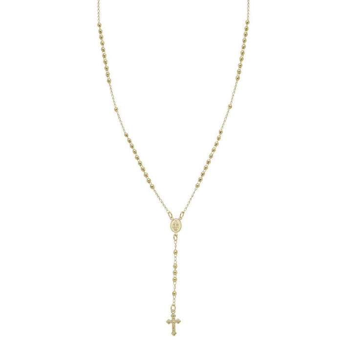 Colar Longo Terço Nossa Senhora das Graças Folheado a Ouro 18k
