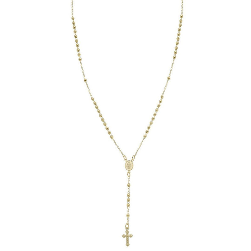 Colar Longo Terço Nossa Senhora das Graças Folheado a Ouro 18k - Piuka
