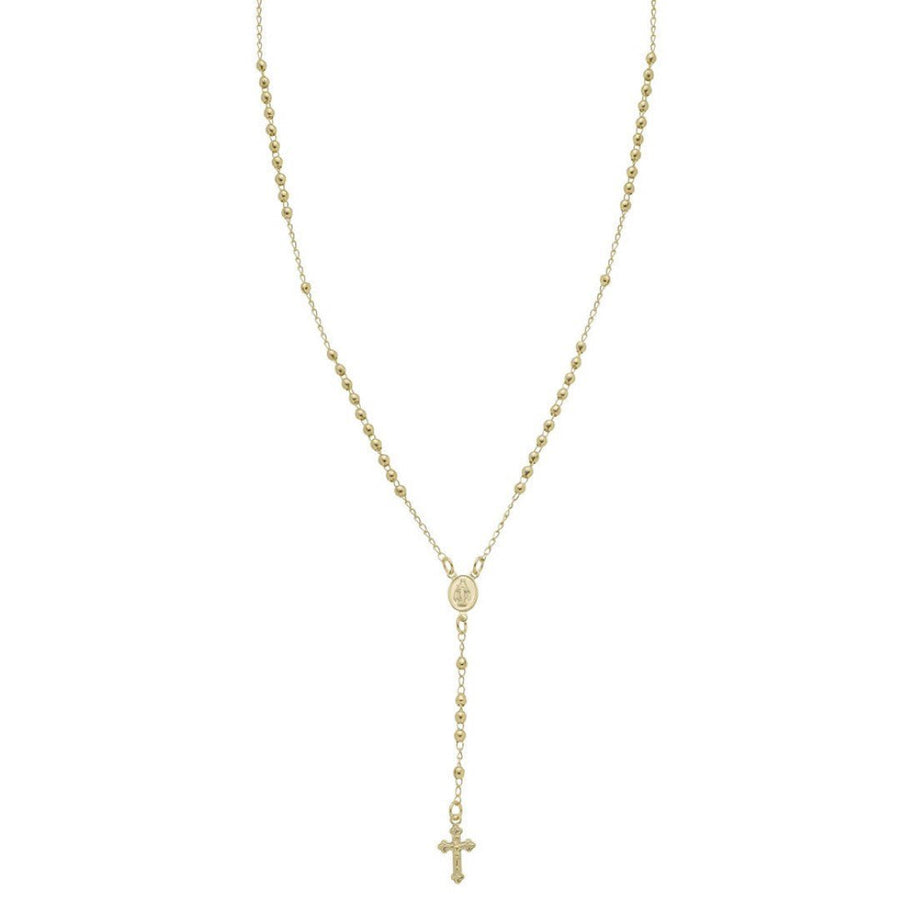 Colar Longo Terço Nossa Senhora das Graças Folheado a Ouro 18k - Piuka