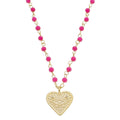 Colar Love Coração Olho Grego Zircônias Murano Pink Folheado a Ouro 18k - Piuka