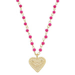 Colar Love Coração Olho Grego Zircônias Murano Pink Folheado a Ouro 18k - Piuka