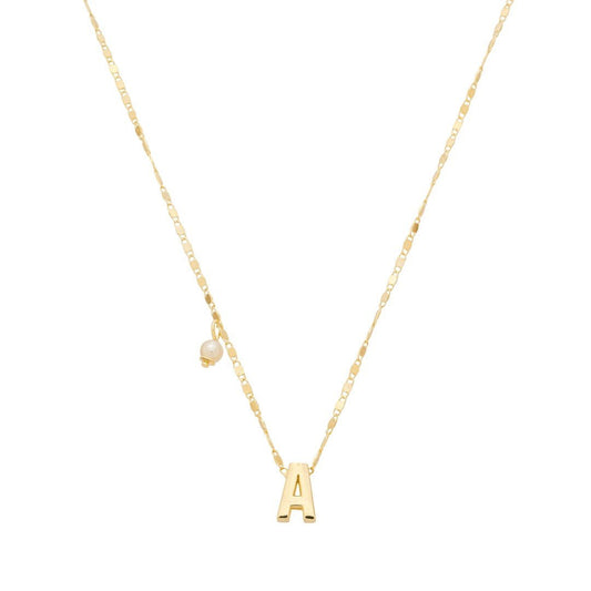 Colar Maitê Letra Inicial Pérola Folheado a Ouro 18 - Piuka