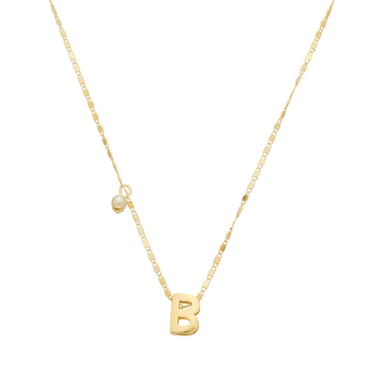 Colar Maitê Letra Inicial Pérola Folheado a Ouro 18 - Piuka