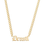 Colar Manuscrito Brasil Folheado a Ouro 18k - Piuka