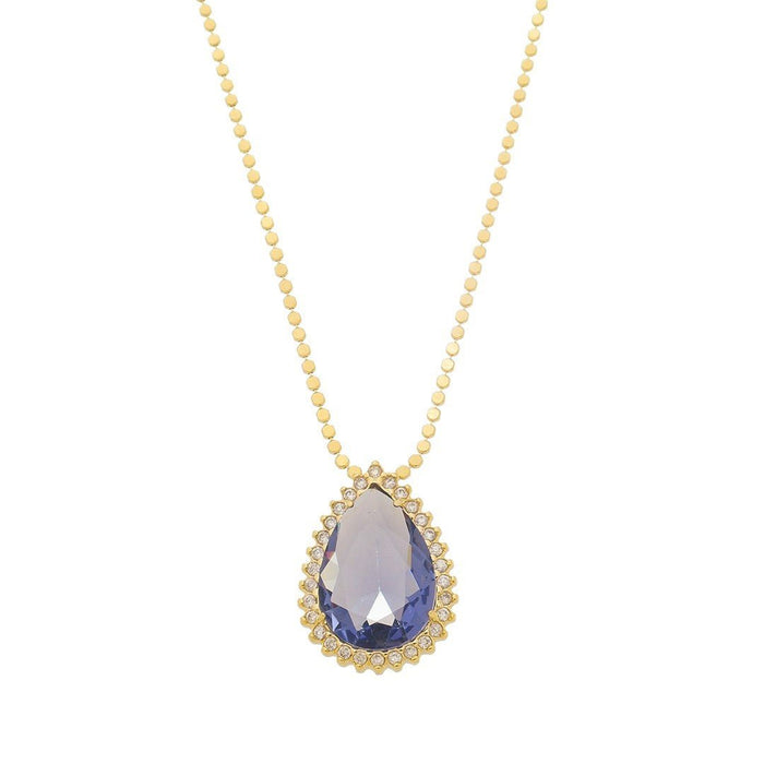 Colar Maria Fernanda Gota Zircônia Tanzanita Folheado a Ouro 18k