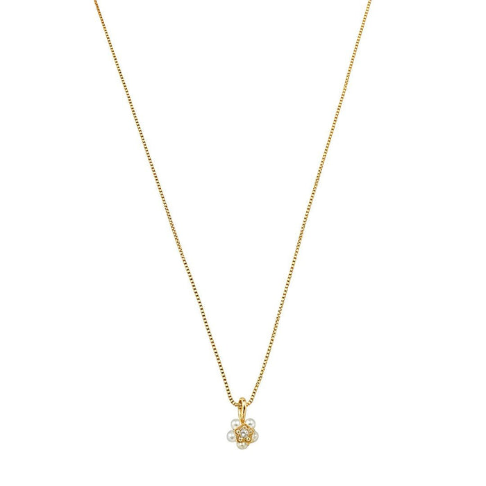 Colar Maria Mini Flor Pérolas Folheado a Ouro 18k