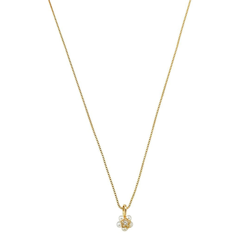 Colar Maria Mini Flor Pérolas Folheado a Ouro 18k - Piuka