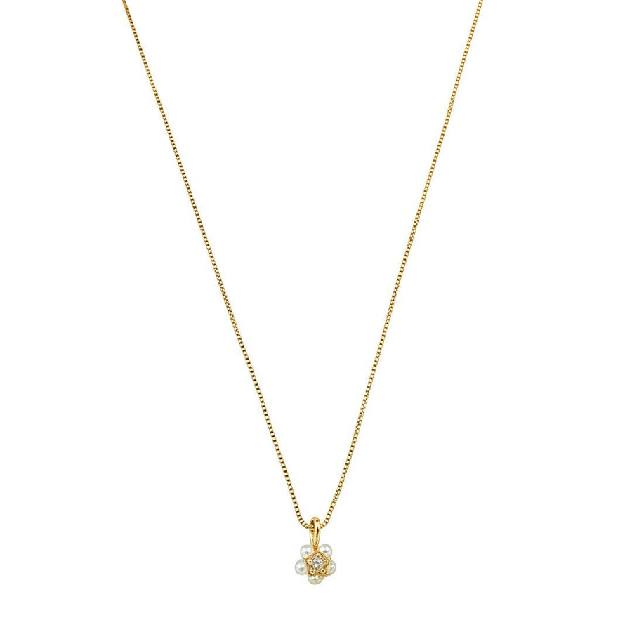 Colar Maria Mini Flor Pérolas Folheado a Ouro 18k - Piuka