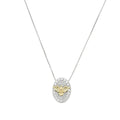 Colar Medalha Espírito Santo Zircônias Folheado em Ródio Branco e Folheado a Ouro 18k - Piuka