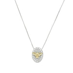 Colar Medalha Espírito Santo Zircônias Folheado em Ródio Branco e Folheado a Ouro 18k - Piuka