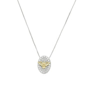 Colar Medalha Espírito Santo Zircônias Folheado em Ródio Branco e Folheado a Ouro 18k - Piuka