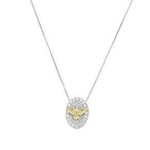 Colar Medalha Espírito Santo Zircônias Folheado em Ródio Branco e Folheado a Ouro 18k - Piuka