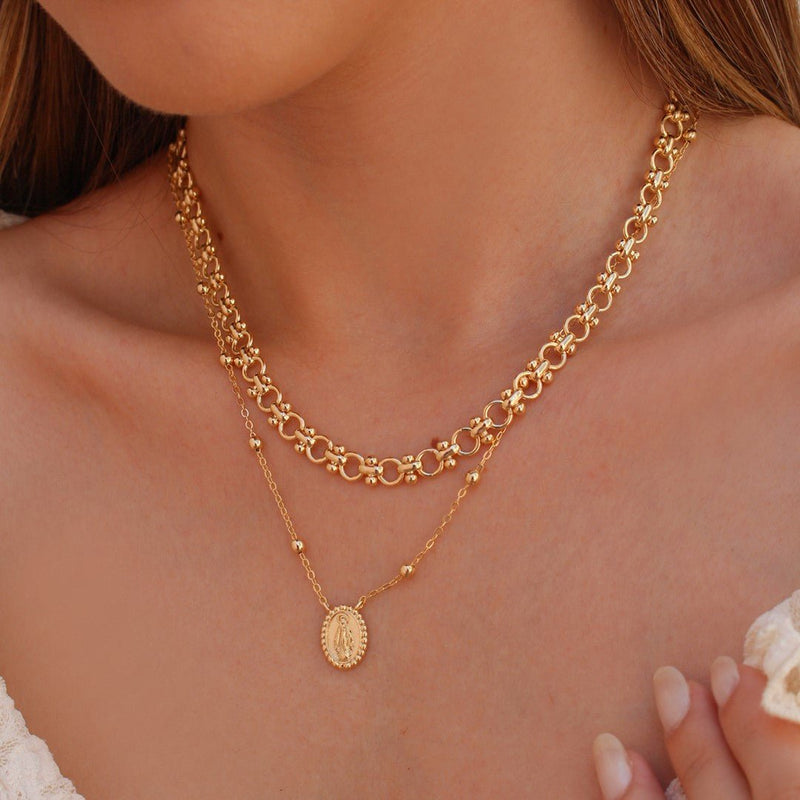 Colar Medalha Nossa Senhora das Graças Folheado a Ouro 18k - Piuka