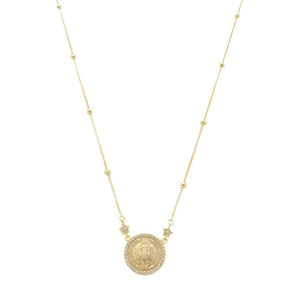 Colar Medalha São Bento Zircônias Folheado a Ouro 18k Piuka - Piuka