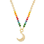 Colar Mia Lua Pérolas de Água Doce Pedras Naturais Multicoloridas Folheado a Ouro 18k - Piuka