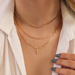 Colar Mini Cruz Zircônias Folheado a Ouro 18k - Piuka