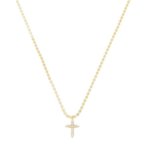 Colar Mini Cruz Zircônias Folheado a Ouro 18k - Piuka