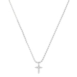 Colar Mini Cruz Zircônias Folheado em Ródio Branco - Piuka