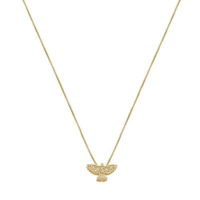 Colar Mini Espiríto Santo Zircônias Folheado a Ouro 18k