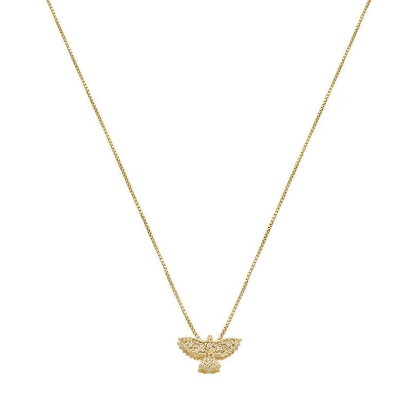Colar Mini Espiríto Santo Zircônias Folheado a Ouro 18k - Piuka