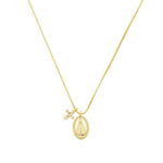 Colar Mini Medalha Nossa Senhora Aparecida Mini Cruz Zircônias Folheado a Ouro 18k - Piuka