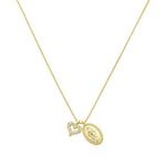 Colar Mini Medalha Nossa Senhora das Graças Mini Coração Zircônias Folheado a Ouro 18k - Piuka
