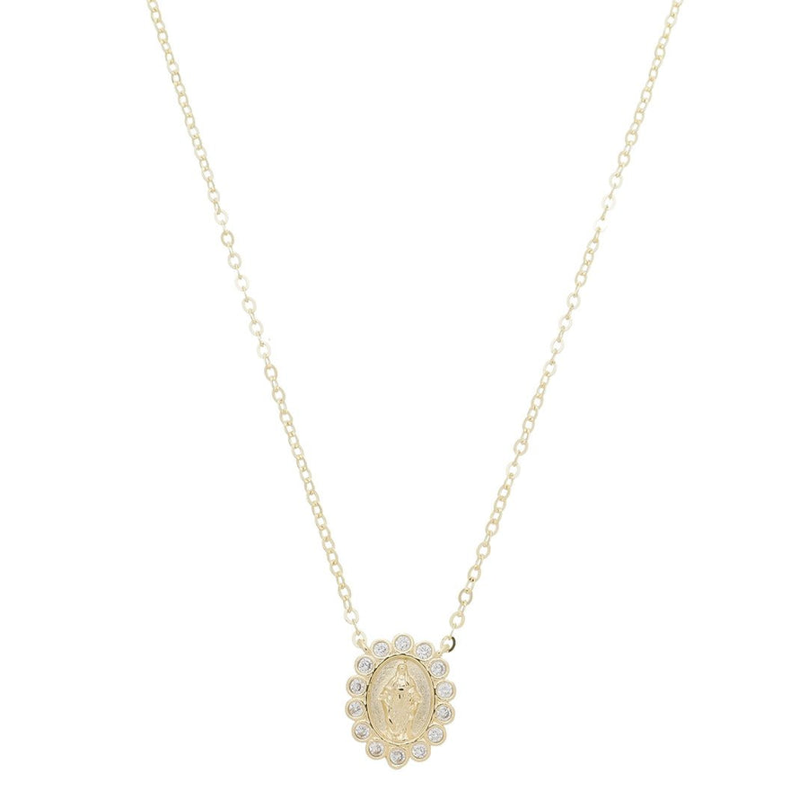 Colar Mini Medalha Nossa Senhora das Graças Zircônias Folheada a Ouro 18k - Piuka