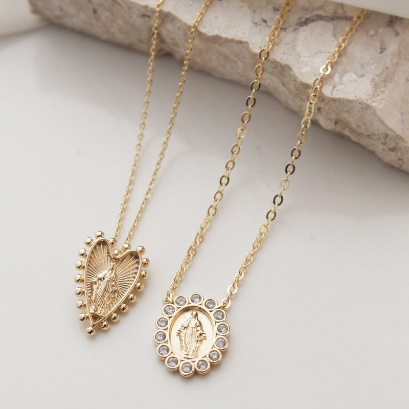 Colar Mini Medalha Nossa Senhora das Graças Zircônias Folheada a Ouro 18k - Piuka