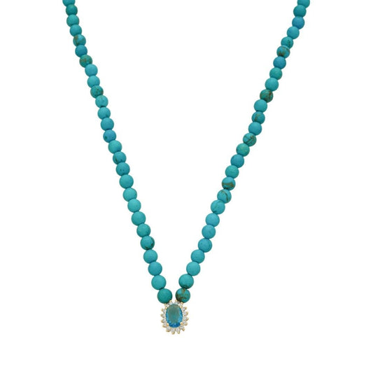 Colar Nádia Howlita Turquesa Zircônias Folheado a Ouro 18k - Piuka
