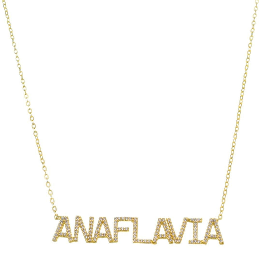 Colar Personalizado Nome Cravejado Zircônias Folheado a Ouro 18k - Piuka