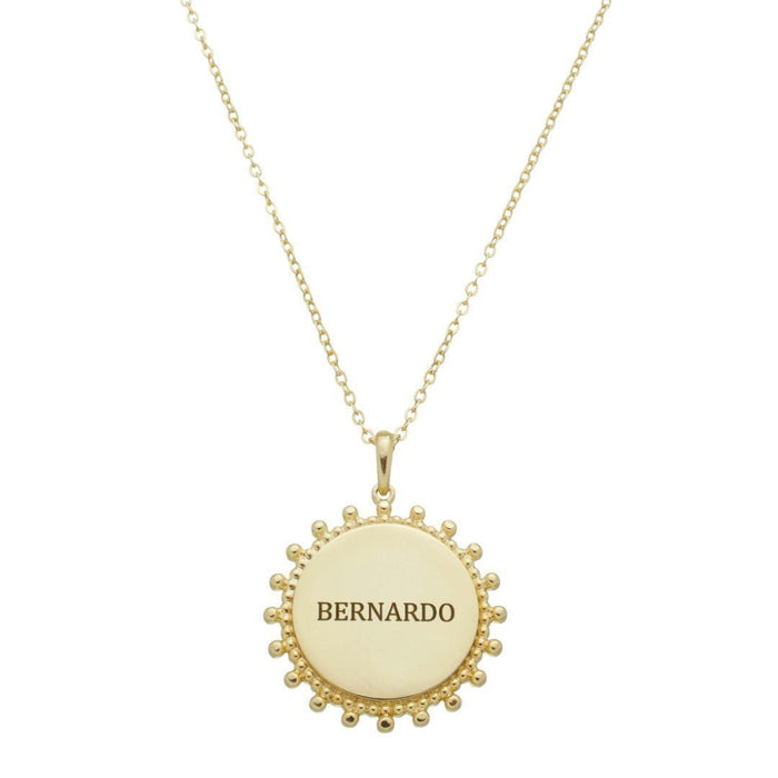 Colar Personalizado Nome Medalha Vintage Folheado a Ouro 18k