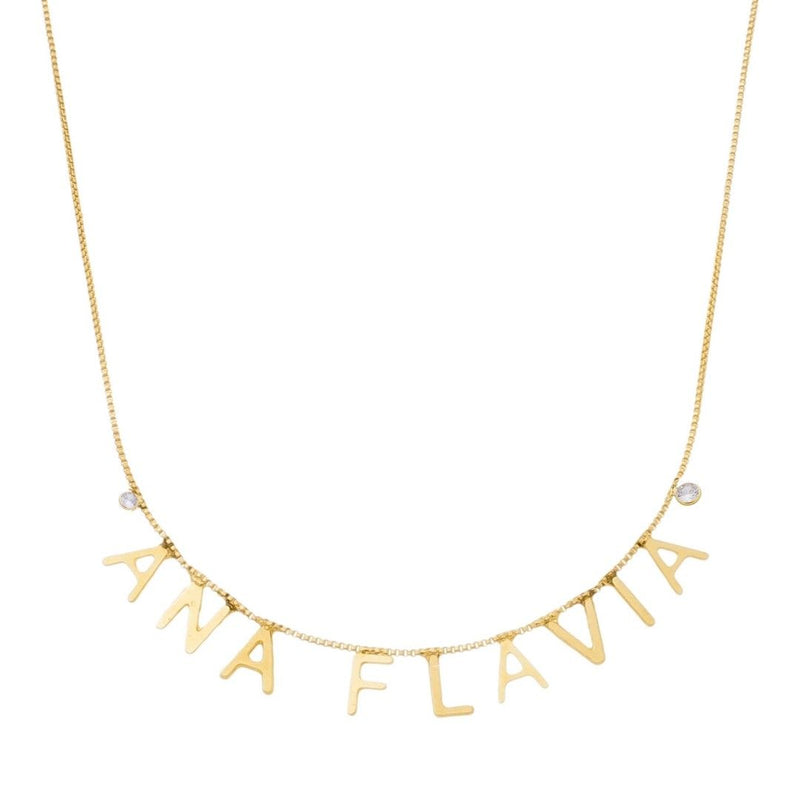 Colar Personalizado Nome Ponto de Luz Zircônia a Ouro 18k - Piuka
