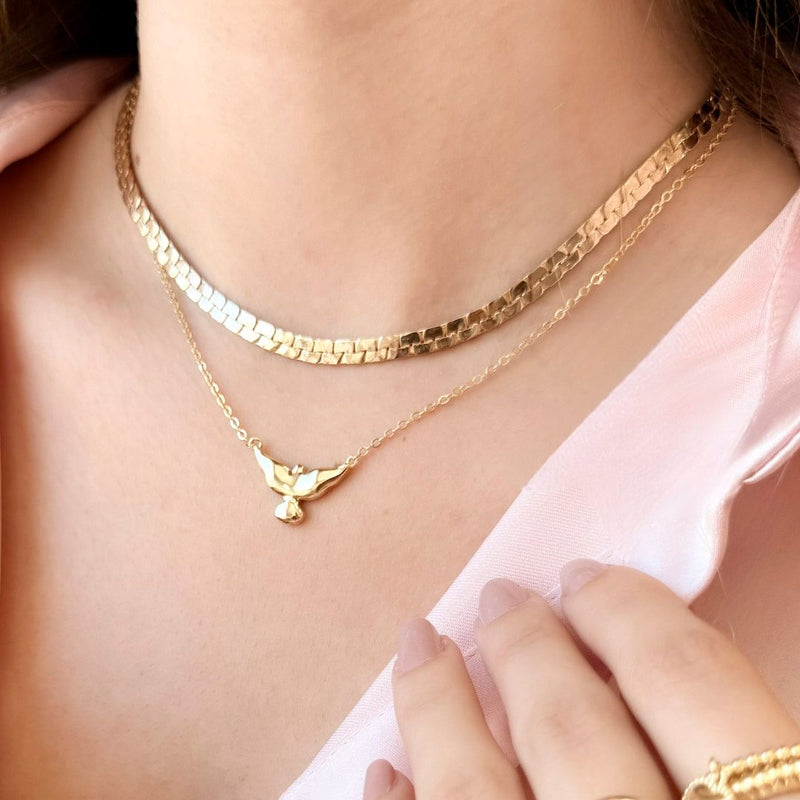 Colar Pingente Divino Espirito Santo Folheado a Ouro 18k - Piuka