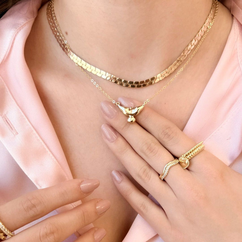 Colar Pingente Divino Espirito Santo Folheado a Ouro 18k - Piuka