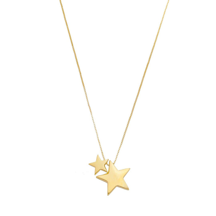 Colar Piuka Amy Duas Estrelas Metal Folheado a Ouro 18k